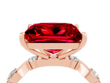 Rose gold Princess Cut Ruby Solitaire Twisted Band with Round  Accents and Prong Setting_16