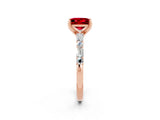 Rose gold Princess Cut Ruby Solitaire with Side Baguettes and Channel Set Band_2
