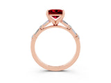 Rose gold Princess Cut Ruby Solitaire with Side Baguettes and Channel Set Band_3