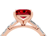 Rose gold Princess Cut Ruby Solitaire with Side Baguettes and Channel Set Band_4