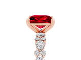Rose gold Princess Cut Ruby Solitaire with Side Stones, Pave Band, Four-Prong Setting_41