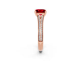 Rose gold Princess Cut Ruby Split Shank Engagement Ring with Pavé Band_2