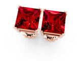 Rose gold Princess Cut Ruby Stud Earrings_31