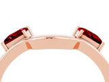 Rose gold Princess Cut Ruby Two-Stone Open Band Ring with Four-Prong Setting_10