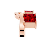 Rose gold Princess Cut Ruby Two-Stone Open Band Ring with Four-Prong Setting_11