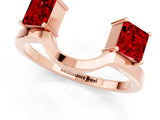 Rose gold Princess Cut Ruby Two-Stone Open Band Ring with Four-Prong Setting_7