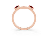Rose gold Princess Cut Ruby Two-Stone Open Band Ring with Four-Prong Setting_9