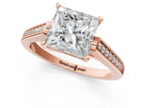 Rose gold Princess Cut Solitaire Cathedral Diamond Engagement Ring with Channel-Set Band and Four-Prong Setting_4