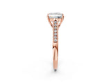 Rose gold Princess Cut Solitaire Cathedral Diamond Engagement Ring with Channel-Set Band and Four-Prong Setting_5