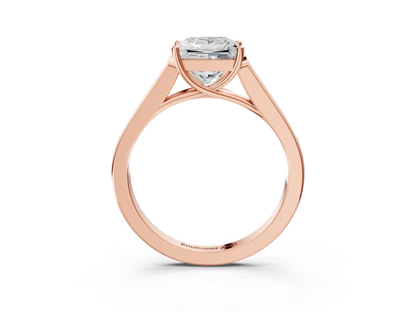 Rose Gold Princess Cut Cathedral Solitaire Engagement Ring Setting with Channel Set Band