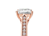 Rose gold Princess Cut Solitaire Cathedral Diamond Engagement Ring with Channel-Set Band and Four-Prong Setting_8