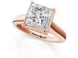 Rose gold Princess Cut Solitaire Diamond Engagement Ring with Four-Prong Setting and Tapered Band_4