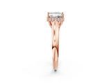 Rose gold Princess Cut Solitaire Diamond Engagement Ring with Four-Prong Setting and Tapered Band_5