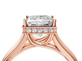 Rose gold Princess Cut Solitaire Diamond Engagement Ring with Four-Prong Setting and Tapered Band_7