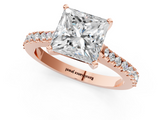 Rose gold Princess Cut Solitaire Diamond Engagement Ring with Pave Band and Four-Prong Setting_167