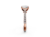 Rose gold Princess Cut Solitaire Diamond Engagement Ring with Pave Band and Four-Prong Setting_168