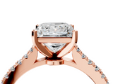 Rose gold Princess Cut Solitaire Diamond Engagement Ring with Pave Band and Four-Prong Setting_170