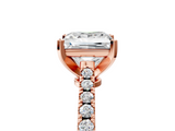 Rose gold Princess Cut Solitaire Diamond Engagement Ring with Pave Band and Four-Prong Setting_171