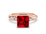 Rose gold Princess Cut Solitaire Diamond Engagement Ring with Twisted Pave Band and Four-Prong Setting