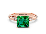 Rose gold Princess Cut Solitaire Diamond Engagement Ring with Twisted Pave Band and Four-Prong Setting