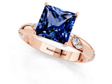 Rose gold Princess Cut Solitaire Diamond Engagement Ring with Twisted Pave Band and Four-Prong Setting_1