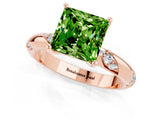 Rose gold Princess Cut Solitaire Diamond Engagement Ring with Twisted Pave Band and Four-Prong Setting_1