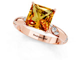 Rose gold Princess Cut Solitaire Diamond Engagement Ring with Twisted Pave Band and Four-Prong Setting_1