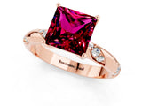 Rose gold Princess Cut Solitaire Diamond Engagement Ring with Twisted Pave Band and Four-Prong Setting_1