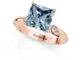 Rose gold Princess Cut Solitaire Diamond Engagement Ring with Twisted Pave Band and Four-Prong Setting_1