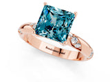 Rose gold Princess Cut Solitaire Diamond Engagement Ring with Twisted Pave Band and Four-Prong Setting_1