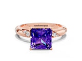 Rose gold Princess Cut Solitaire Diamond Engagement Ring with Twisted Pave Band and Four-Prong Setting