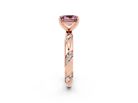 Rose gold Princess Cut Solitaire Diamond Engagement Ring with Twisted Pave Band and Four-Prong Setting_2