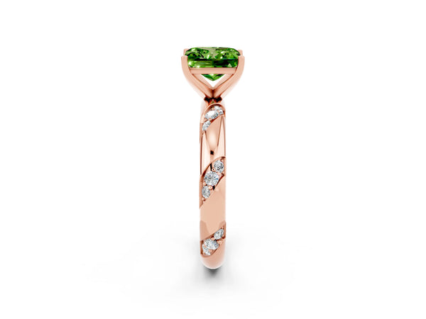 Rose gold Princess Cut Solitaire Diamond Engagement Ring with Twisted Pave Band and Four-Prong Setting