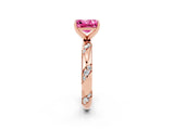 Rose gold Princess Cut Solitaire Diamond Engagement Ring with Twisted Pave Band and Four-Prong Setting_2
