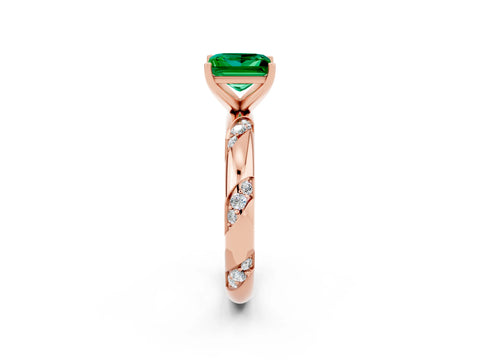 Rose gold Princess Cut Solitaire Diamond Engagement Ring with Twisted Pave Band and Four-Prong Setting_2