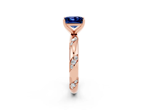 Rose gold Princess Cut Solitaire Diamond Engagement Ring with Twisted Pave Band and Four-Prong Setting_2