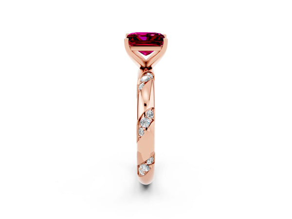 Rose gold Princess Cut Garnet Solitaire Engagement Ring with Twisted Round  Accent Band and Prong Setting