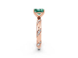 Rose gold Princess Cut Solitaire Diamond Engagement Ring with Twisted Pave Band and Four-Prong Setting_2