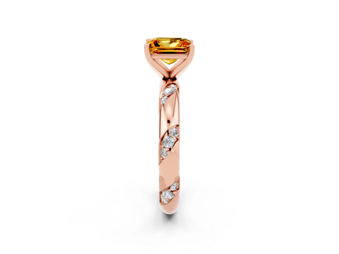Rose gold Princess Cut Solitaire Diamond Engagement Ring with Twisted Pave Band and Four-Prong Setting_2