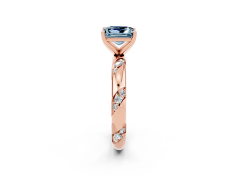 Rose gold Princess Cut Solitaire Diamond Engagement Ring with Twisted Pave Band and Four-Prong Setting_2