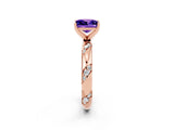 Rose gold Princess Cut Solitaire Diamond Engagement Ring with Twisted Pave Band and Four-Prong Setting_2