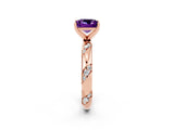 Rose gold Princess Cut Solitaire Diamond Engagement Ring with Twisted Pave Band and Four-Prong Setting_2