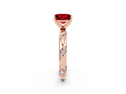 Rose gold Princess Cut Solitaire Diamond Engagement Ring with Twisted Pave Band and Four-Prong Setting_2