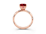Rose gold Princess Cut Solitaire Diamond Engagement Ring with Twisted Pave Band and Four-Prong Setting_3
