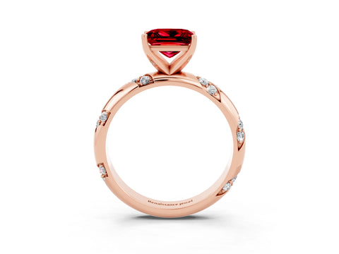 Rose gold Princess Cut Solitaire Diamond Engagement Ring with Twisted Pave Band and Four-Prong Setting_3