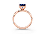 Rose gold Princess Cut Solitaire Diamond Engagement Ring with Twisted Pave Band and Four-Prong Setting_3