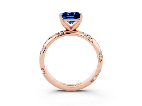 Rose gold Princess Cut Solitaire Diamond Engagement Ring with Twisted Pave Band and Four-Prong Setting_3