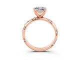 Rose gold Princess Cut Solitaire Diamond Engagement Ring with Twisted Pave Band and Four-Prong Setting_3