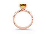 Rose gold Princess Cut Solitaire Diamond Engagement Ring with Twisted Pave Band and Four-Prong Setting_3