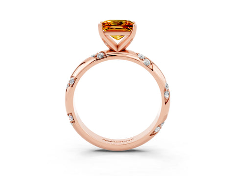 Rose gold Princess Cut Solitaire Diamond Engagement Ring with Twisted Pave Band and Four-Prong Setting_3